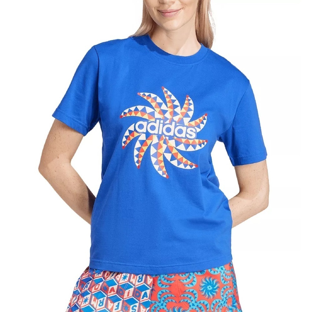 FARM Rio x Adidas Graphic Swirl T-Shirt, NEW XS